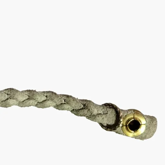 Braided Metallic Gold Leather Bracelet Charm Holder Snap Closure - Picture 8 of 8